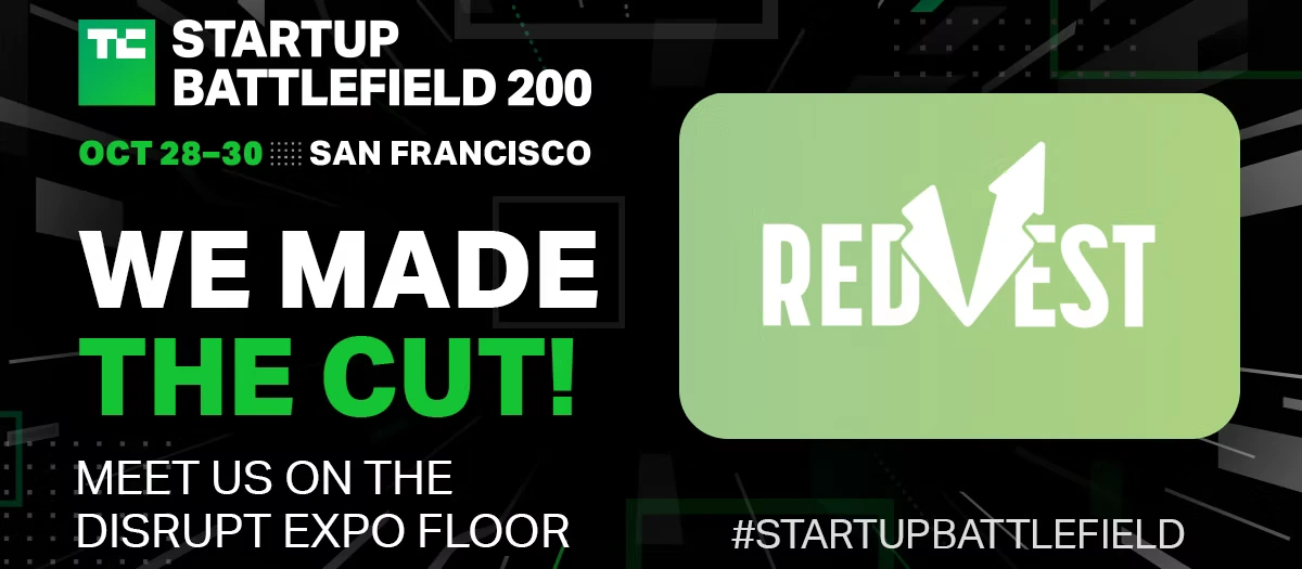 Redvest Startup Battlefield 200 graphic for TechCrunch Disrupt 2024 in San Francisco